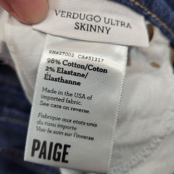 PAIGE Distressed Verdugo Ankle Jeans, Orleans Destructed medium wash size 27 - Picture 3 of 7